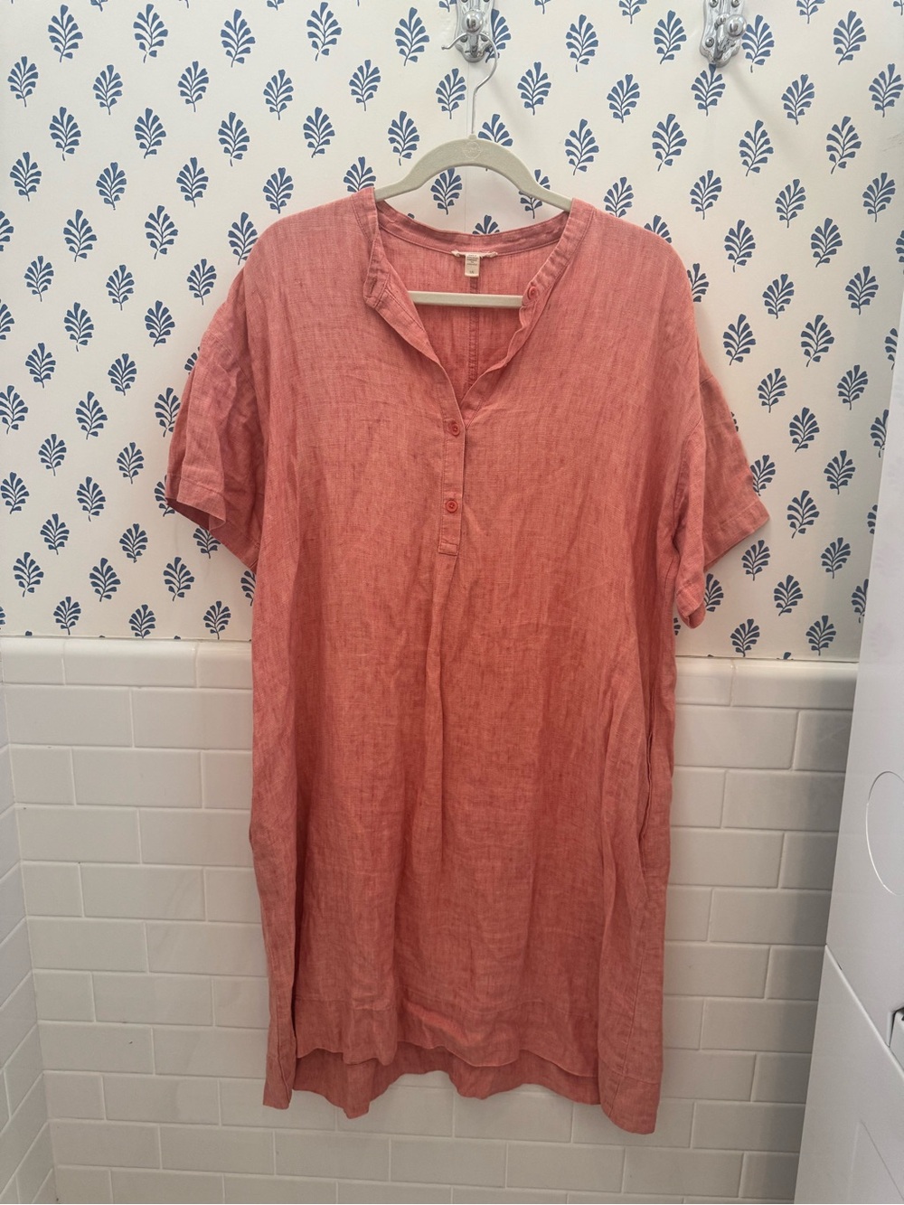 Eileen Fisher Coral-Red Linen Dress